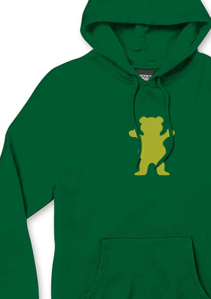 Grizzly OG Bear Hooded Sweatshirt Forest Green Lime  Grizzly   