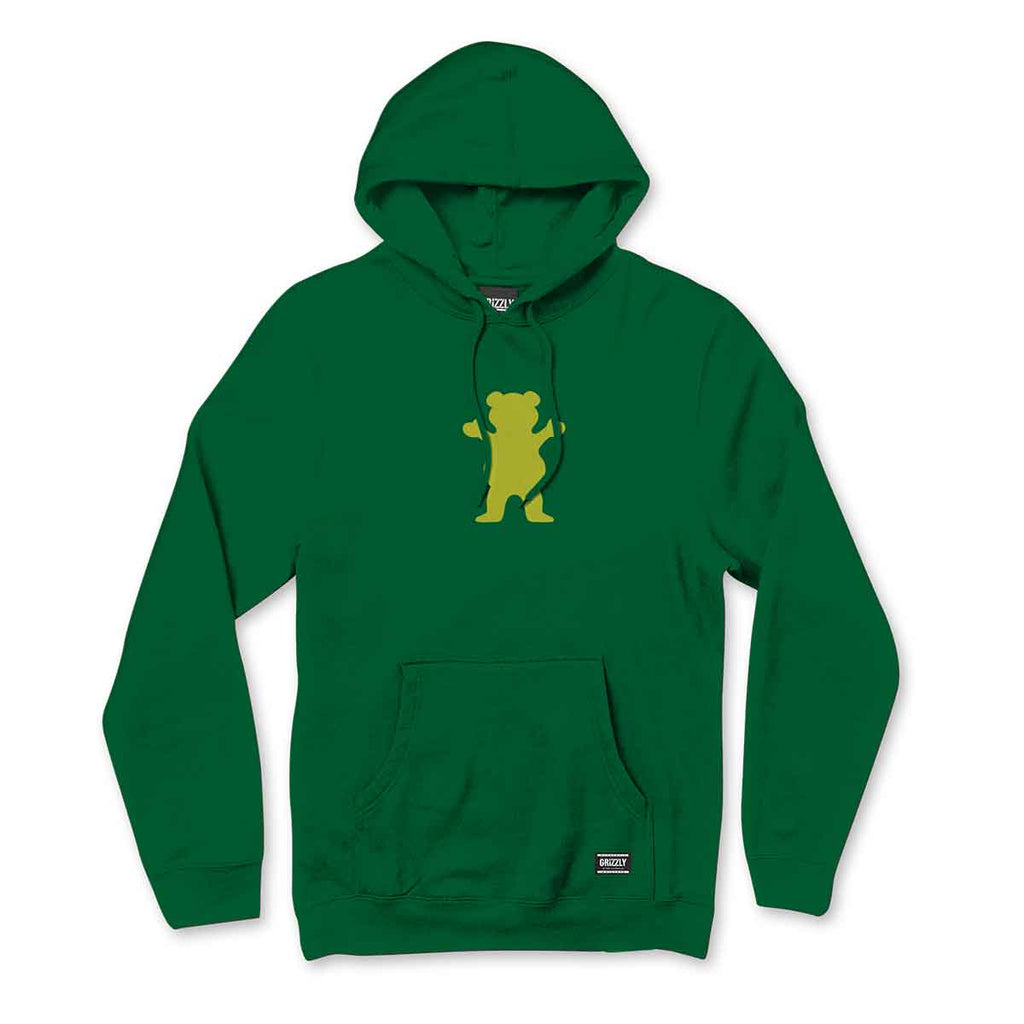 Grizzly OG Bear Hooded Sweatshirt Forest Green Lime  Grizzly   