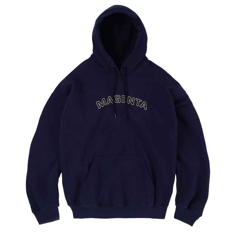 Magenta Script Outline Hooded Sweatshirt Dark Navy  Magenta   