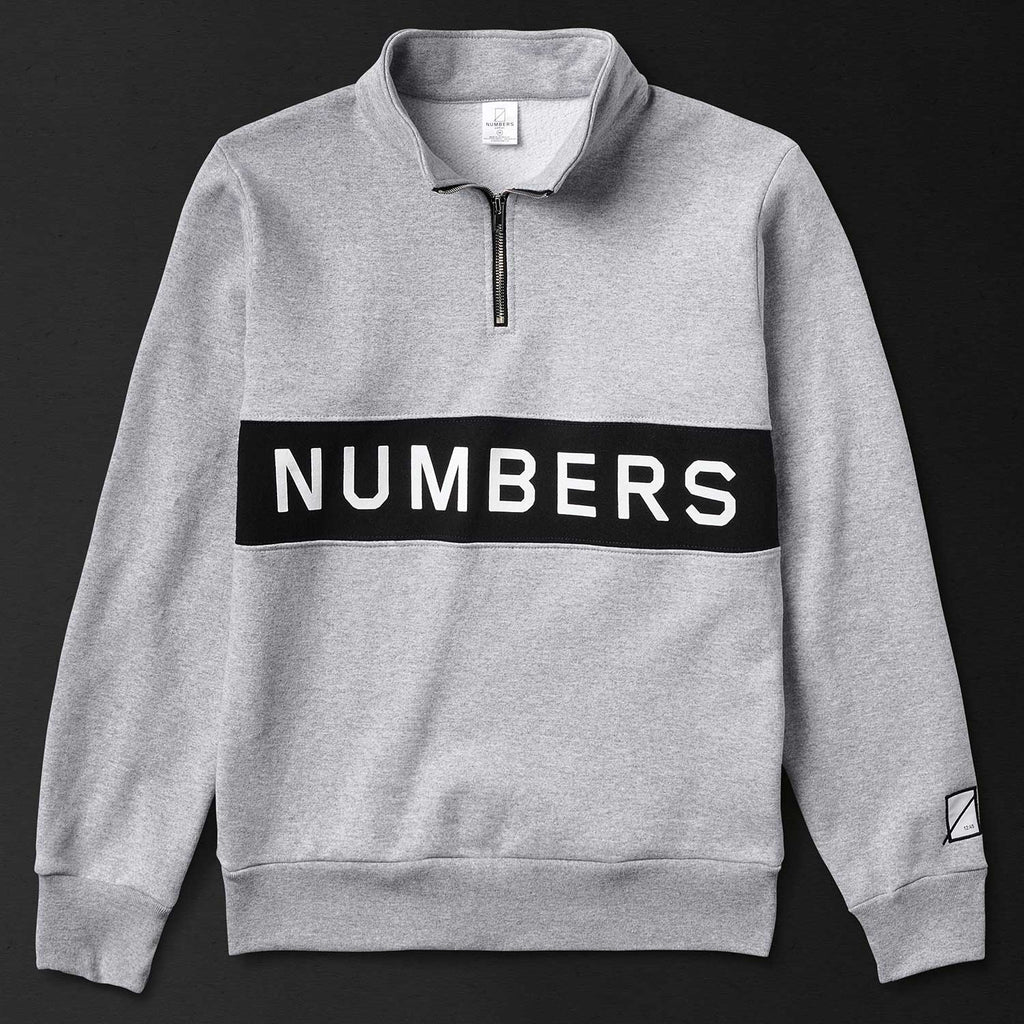 Numbers Wordmark Quarter Zip Athletic Heather  Numbers   