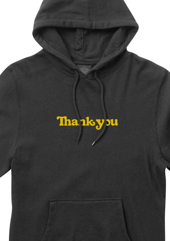 Thank You Center Hooded Sweatshirt Black  Thank You   