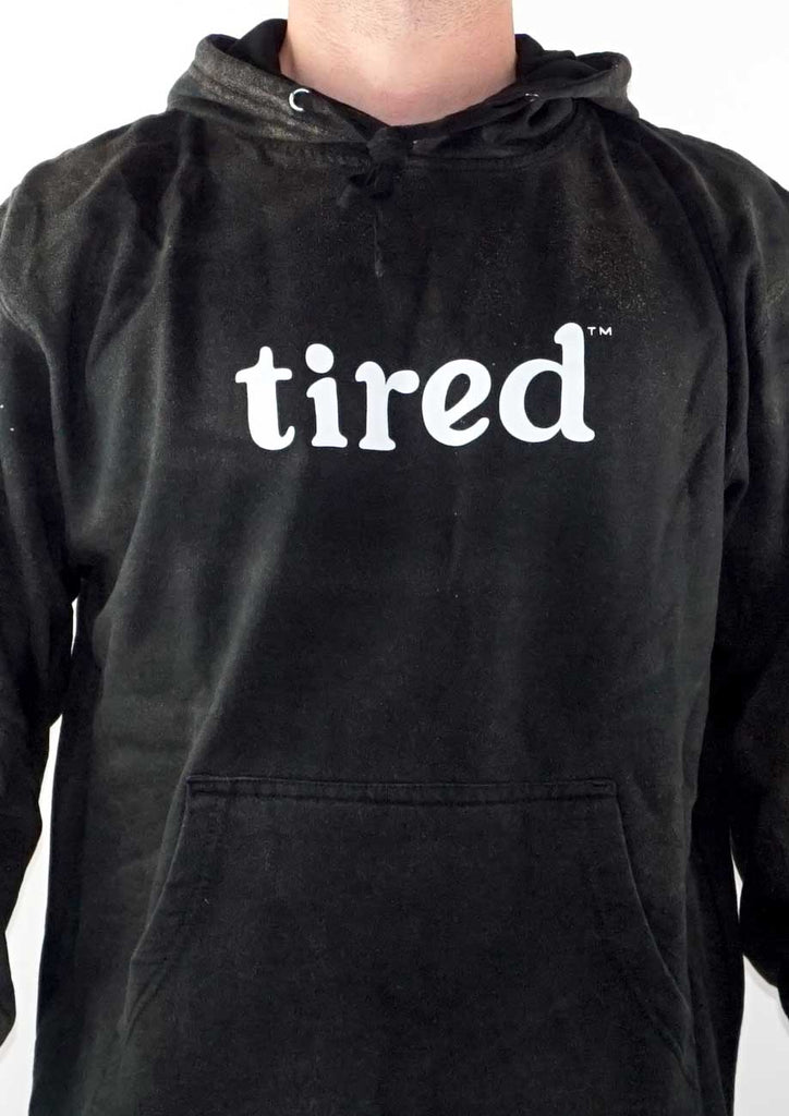 Tired Lowercase Hood Black Acid Wash  Tired   