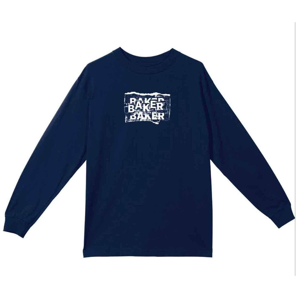 Baker Distressing Longsleeve T-Shirt Navy  Baker   