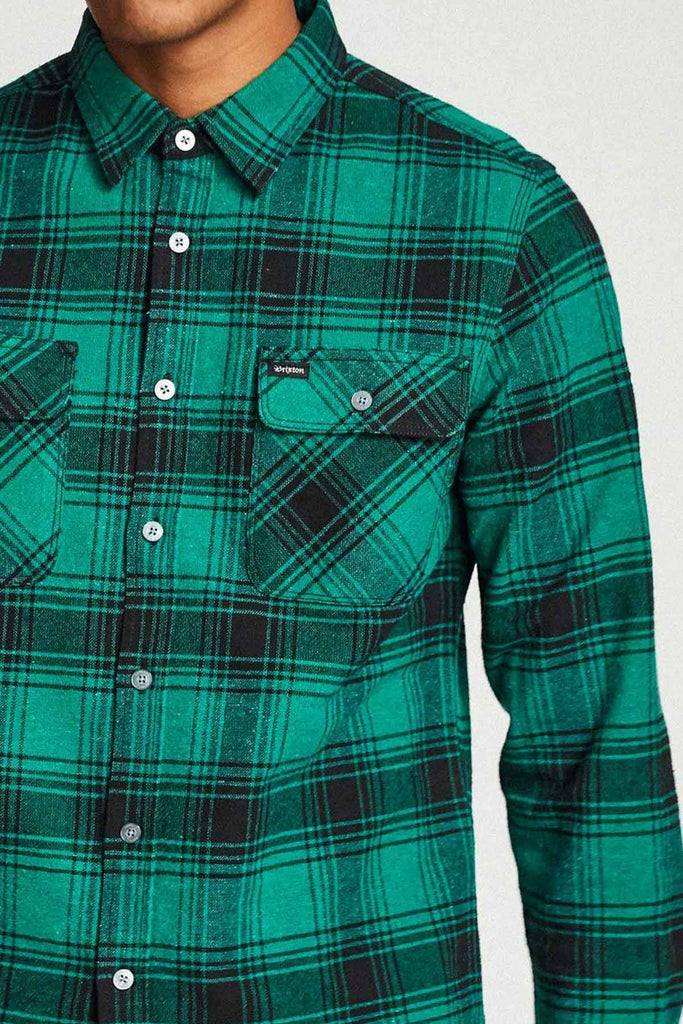 Brixton Bowery Flannel Green Black  Brixton   