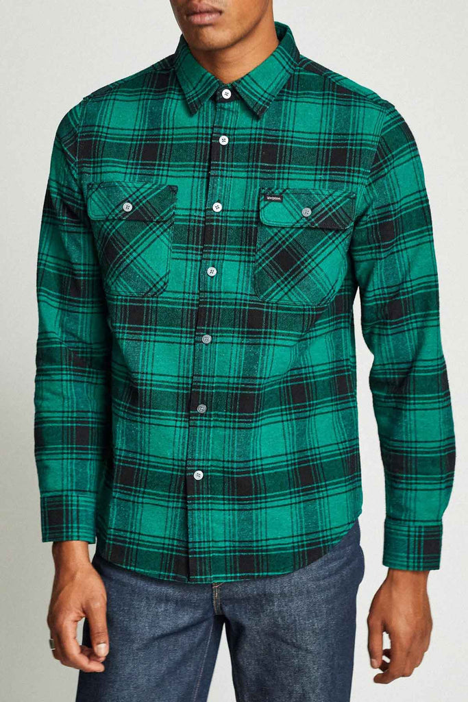 Brixton Bowery Flannel Green Black  Brixton   