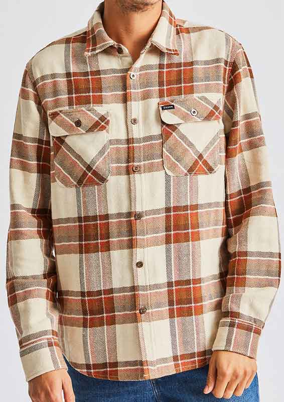 Brixton Bowery Flannel Shirt Dove  Brixton   