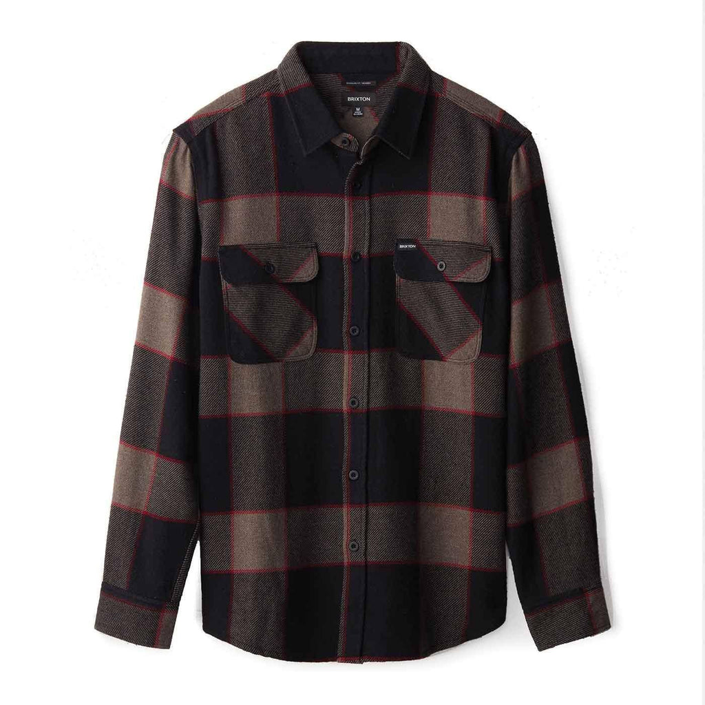 Brixton Bowery Flannel Shirt Heather Grey Charcoal  Brixton   