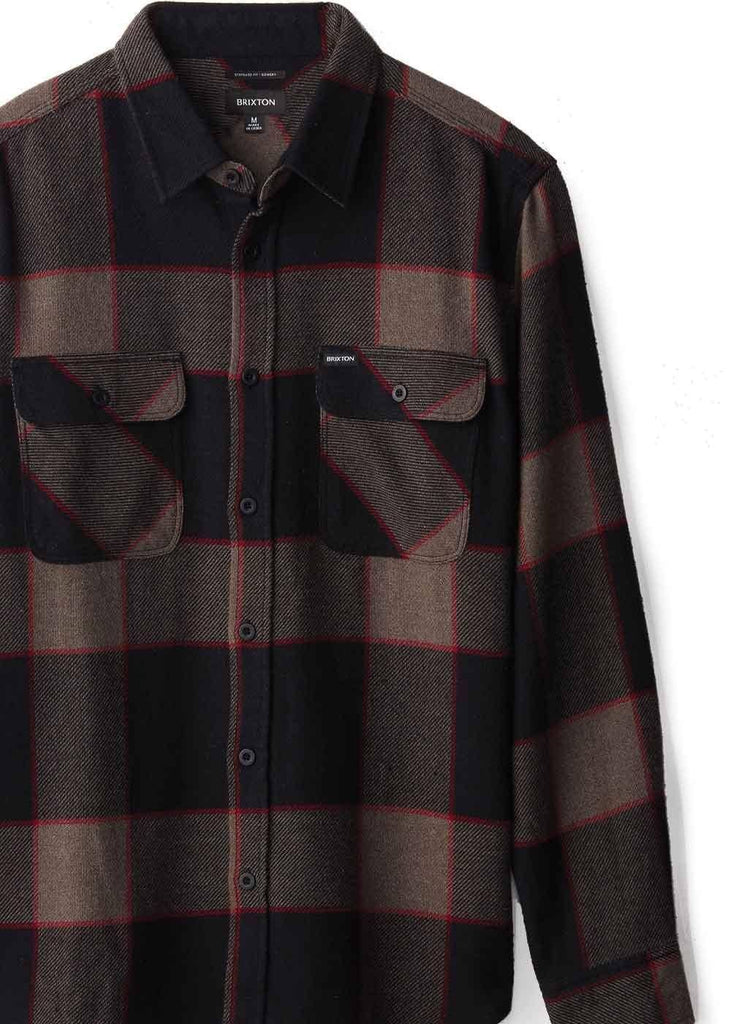 Brixton Bowery Flannel Shirt Heather Grey Charcoal  Brixton   