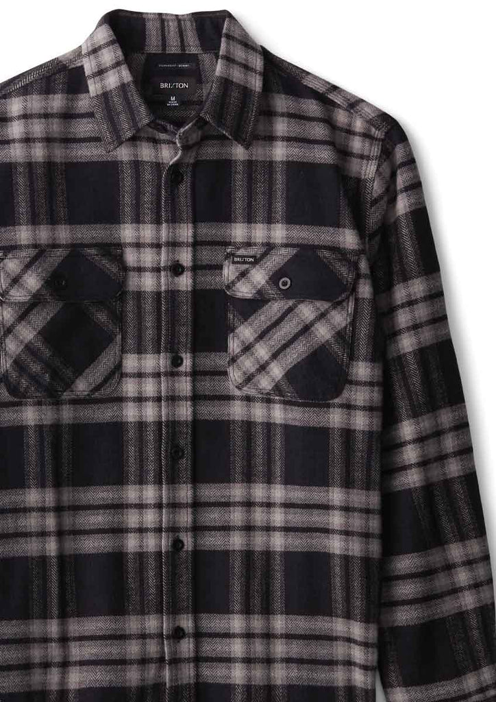 Brixton Bowery X Flannel Shirt Black Charcoal  Brixton   