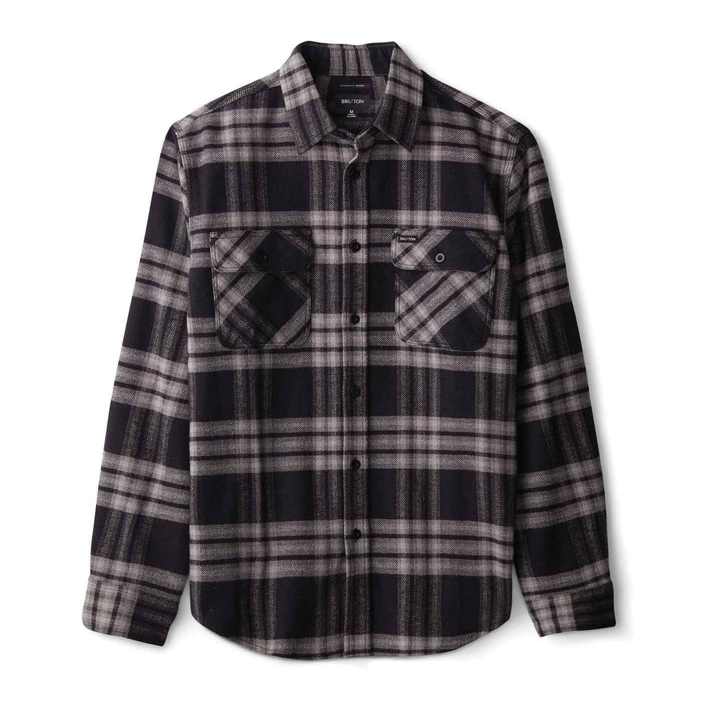 Brixton Bowery X Flannel Shirt Black Charcoal II  Brixton   