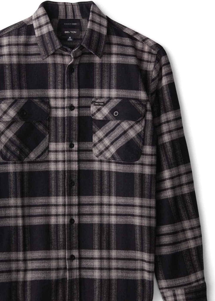 Brixton Bowery X Flannel Shirt Black Charcoal II  Brixton   