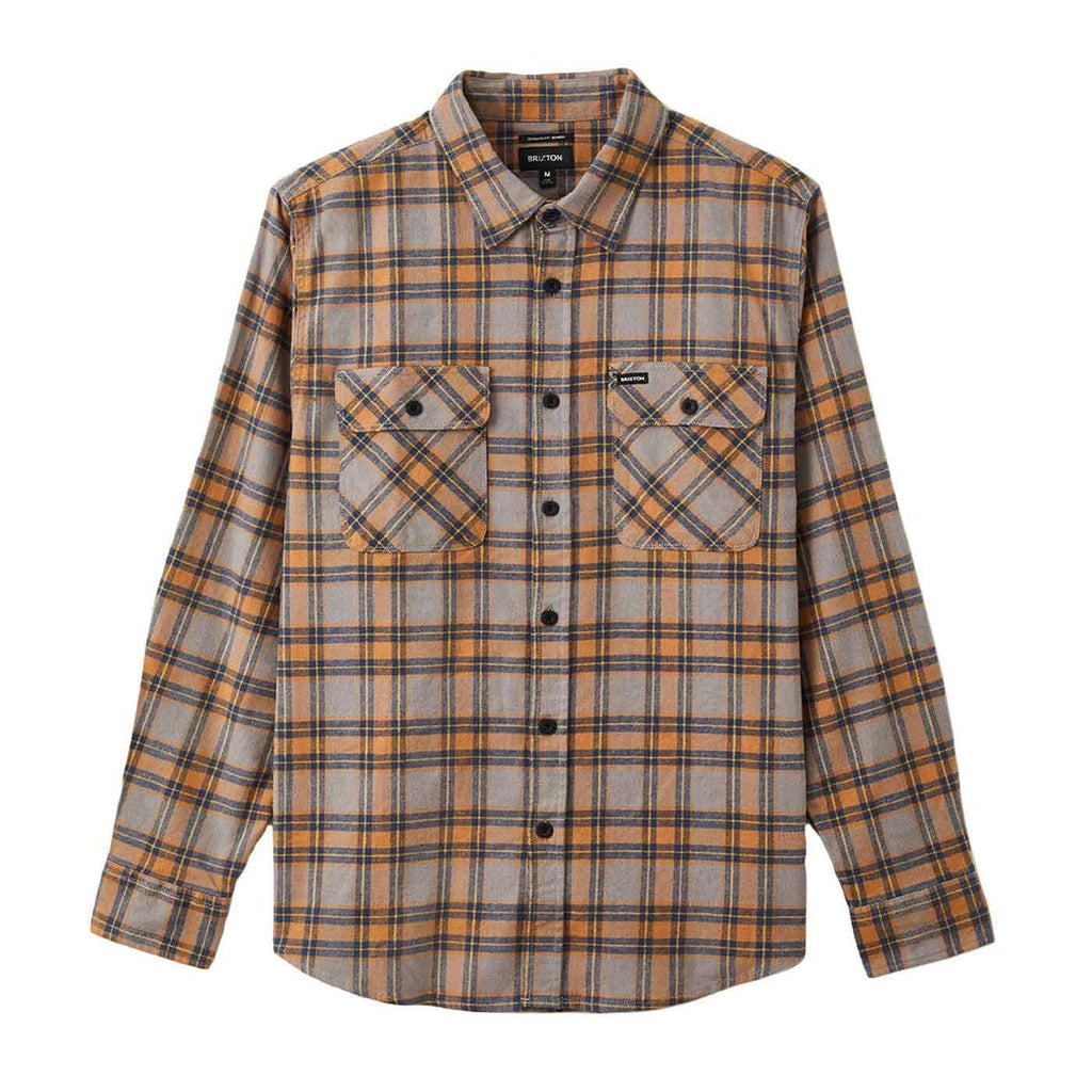 Brixton Bowery X Flannel Shirt Heather Grey  Brixton   