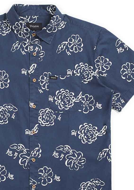 Brixton Charter Print Woven Navy Off White  Brixton   