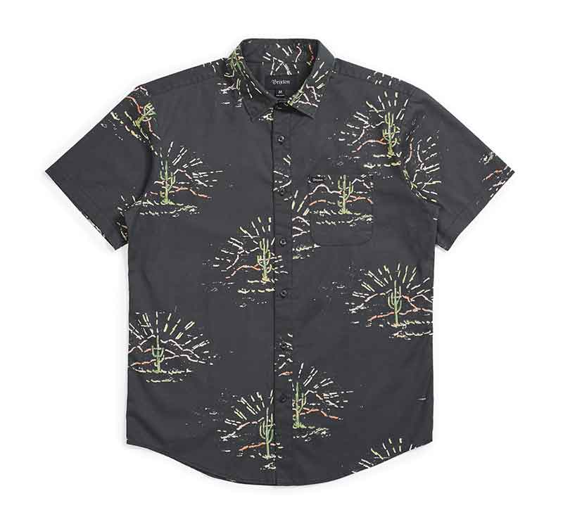 Brixton Charter Print Woven Washed Black  Brixton   