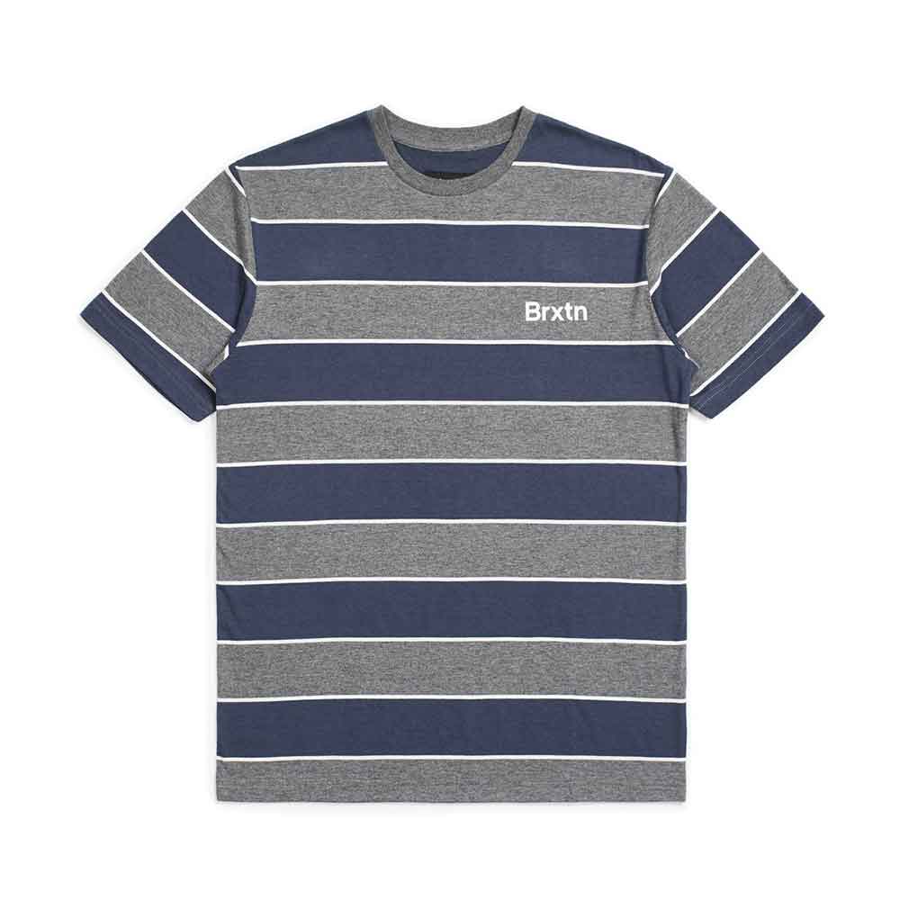 Brixton Hilt Print T-Shirt Heather Grey Washed Navy  Brixton   