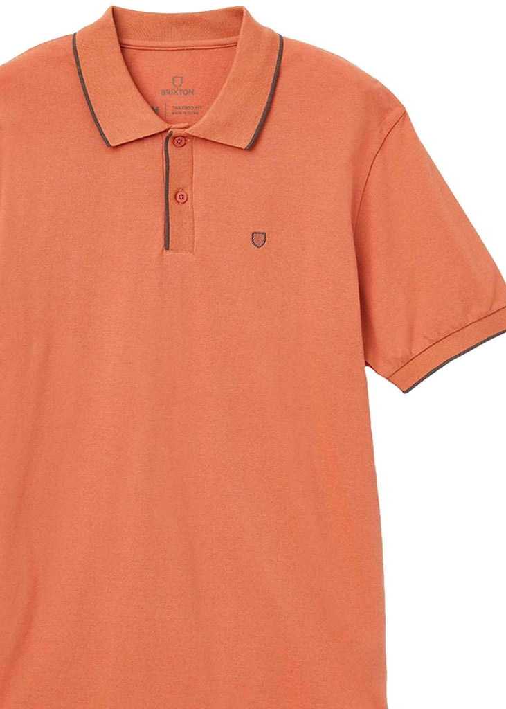 Brixton Proper Polo Shirt Apricot Jam Charcoal  Brixton   