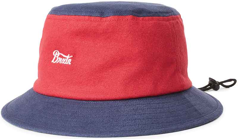 Brixton Stith Bucket Hat Washed Navy Lava Red  Brixton   