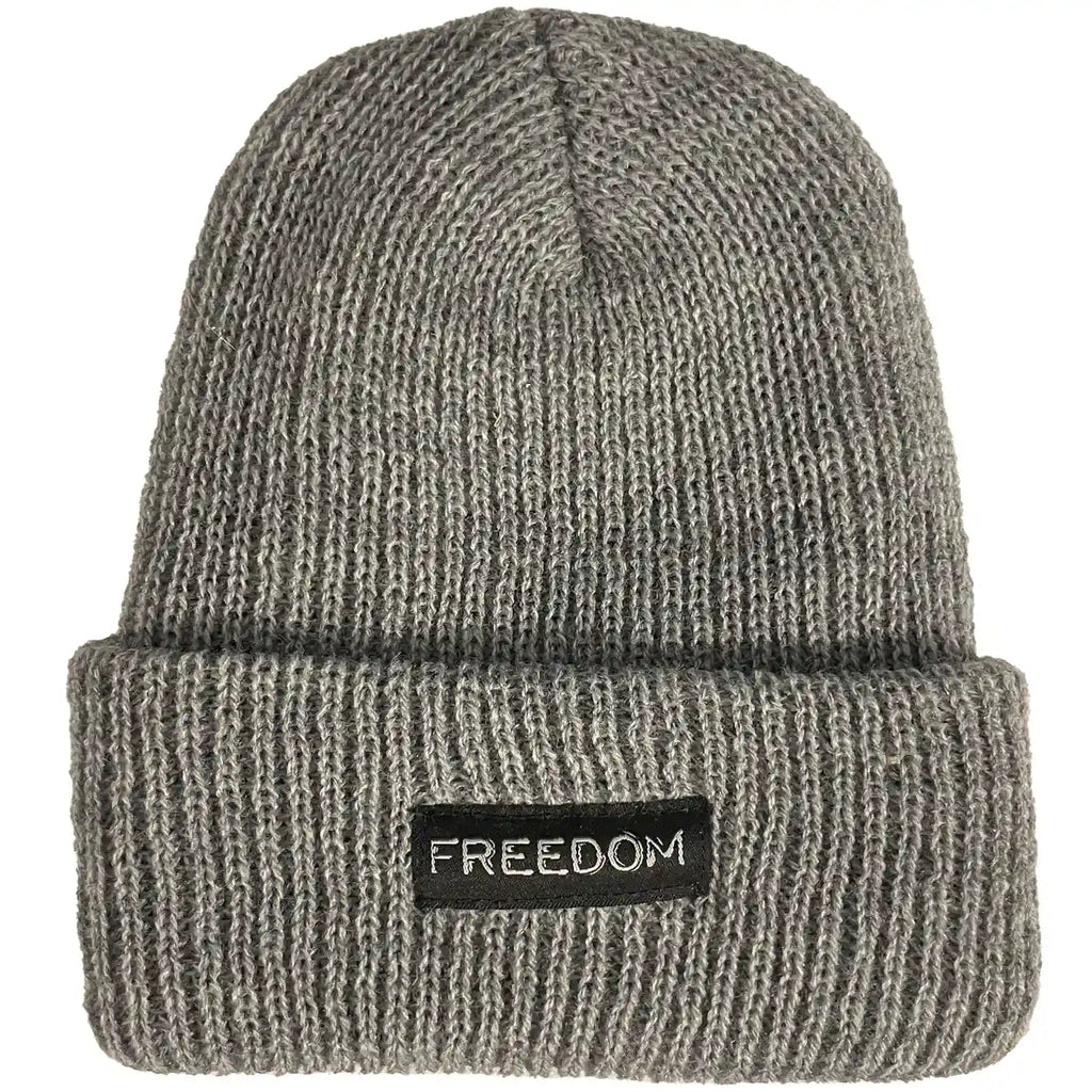 Freedom Label Cuff Beanie Heather Grey Handelsware Freedom   