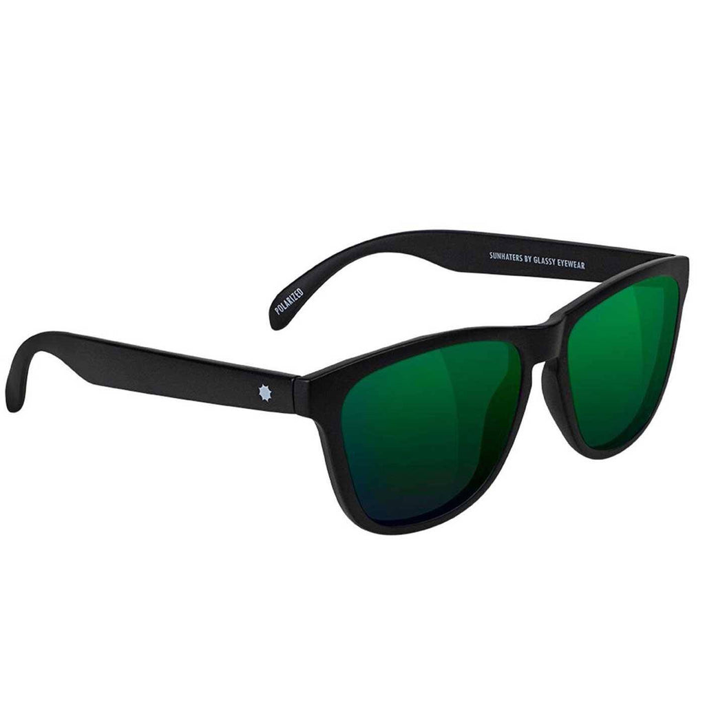 Glassy Deric Polarized Sonnenbrille Matte Black Green Mirror  Glassy Eyewear   