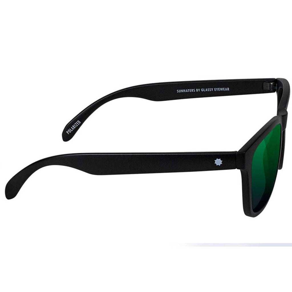 Glassy Deric Polarized Sonnenbrille Matte Black Green Mirror  Glassy Eyewear   