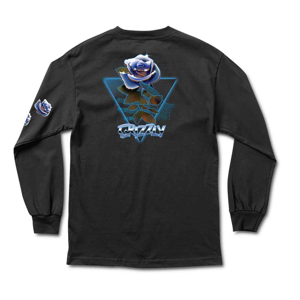 Grizzly Chrome Rose Longsleeve T-Shirt Black  Grizzly   
