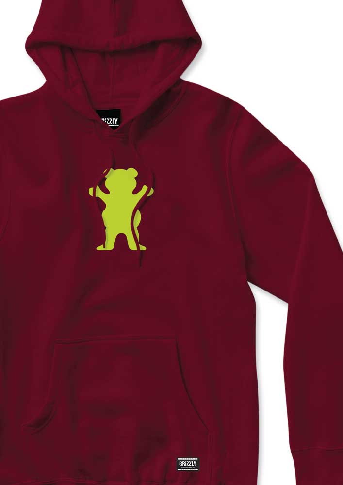 Grizzly OG Bear Sweatshirt Burgundy Yellow  Grizzly   