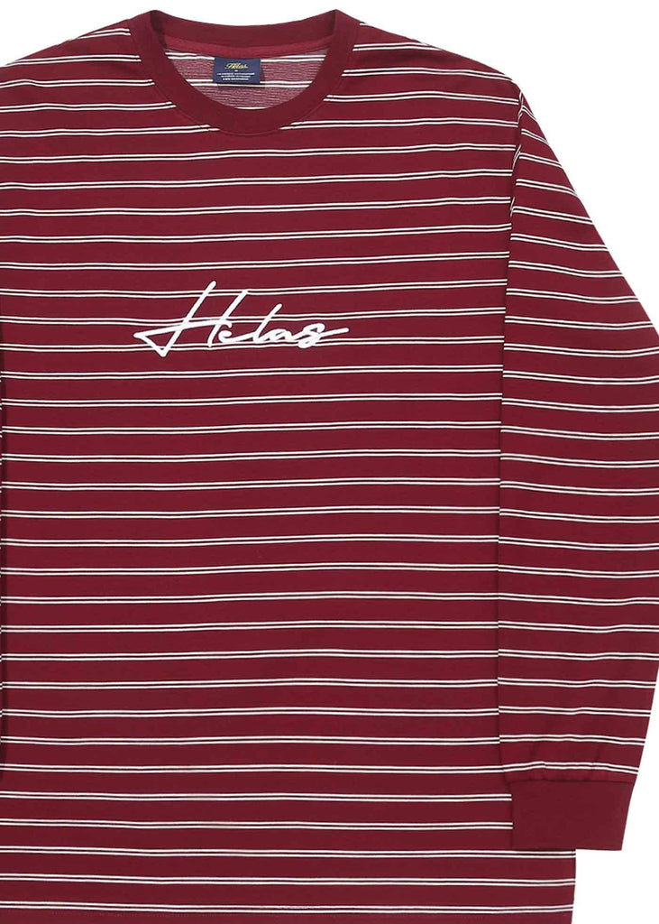 Hélas Rayure Longsleeve T-Shirt Burgundy White  Helas   