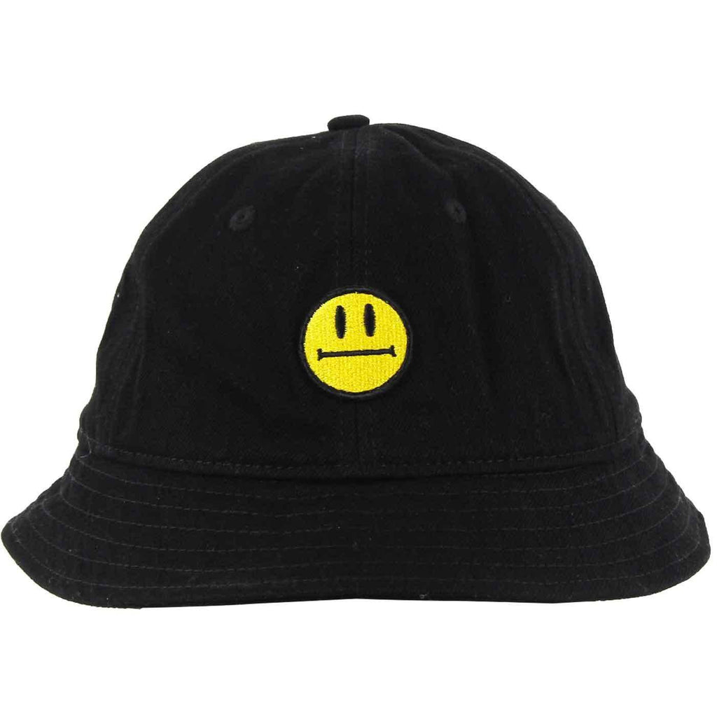 Helas Smiley Denim Bucket Hat Black  Helas   