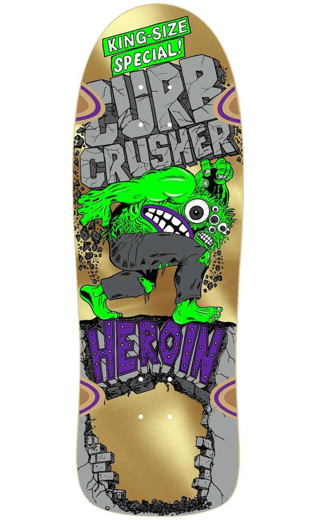 Heroin Curb Crusher 10.25 Shaped Deck Gold  Heroin Skateboards   