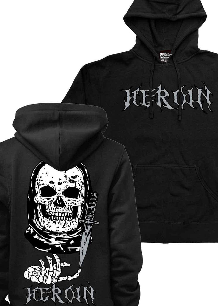 Heroin Video City Skull Hooded Sweatshirt Black  Heroin Skateboards   