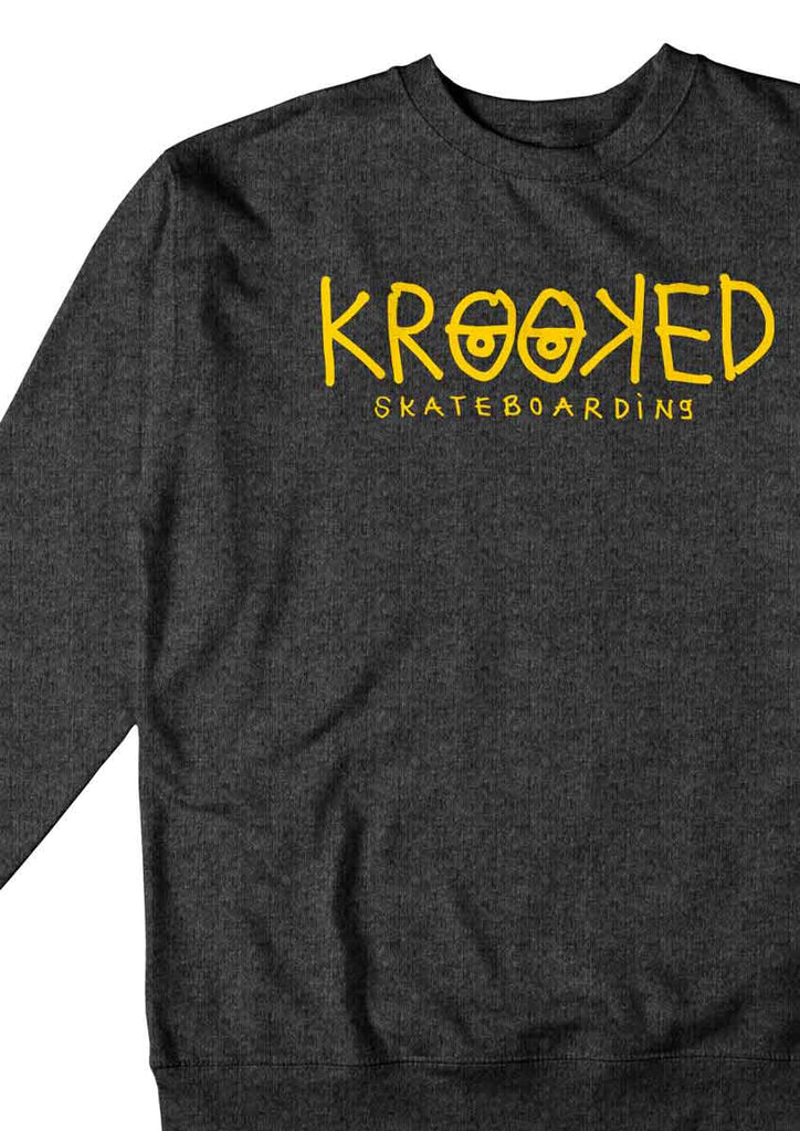 Krooked Eyes Crewneck Sweatshirt Charcoal Heather  Krooked   