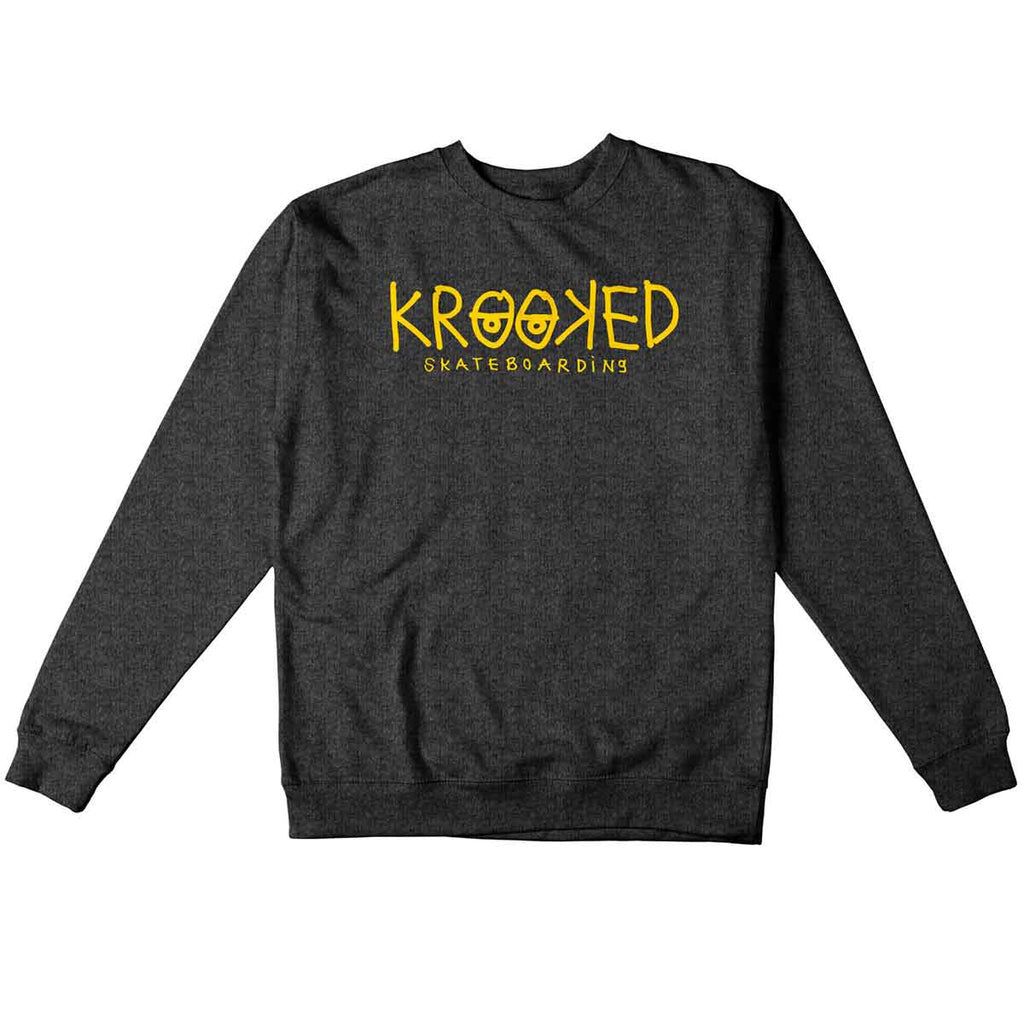 Krooked Eyes Crewneck Sweatshirt Charcoal Heather  Krooked   