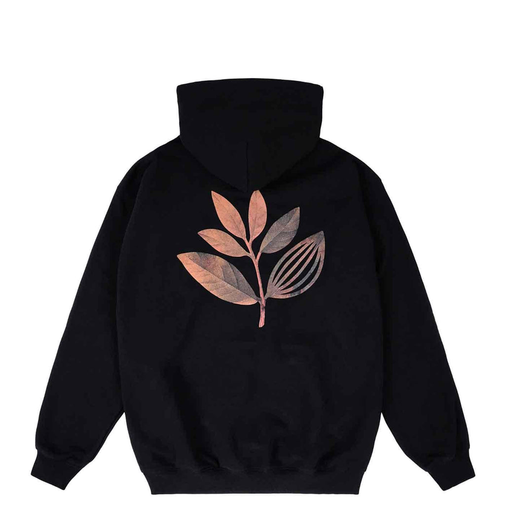 Magenta Fall Leaf Hooded Sweatshirt Black  Magenta   