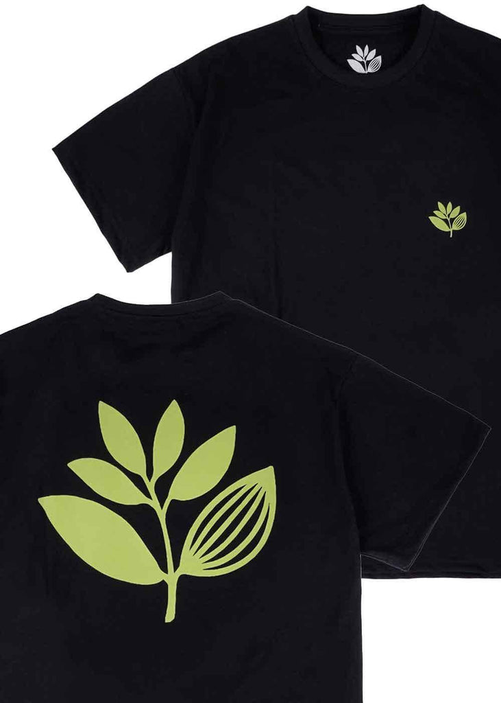 Magenta Green Tea Plant T-Shirt Black  Magenta   