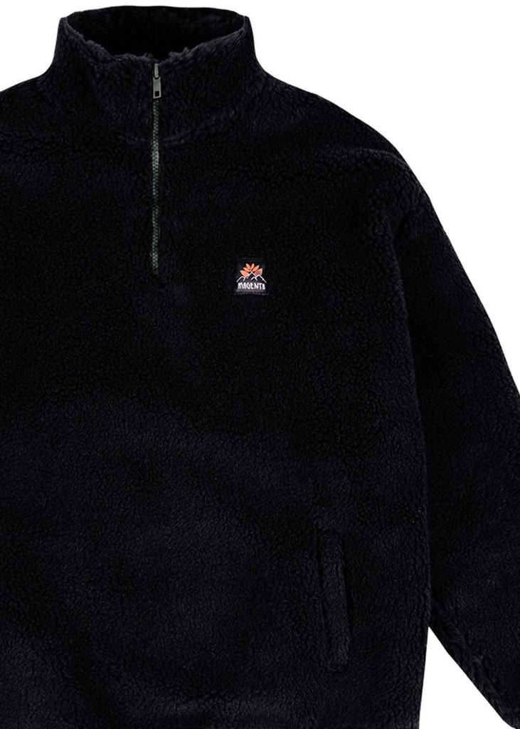 Magenta MTN Crew Polar Fleece Sweater Black  Magenta   