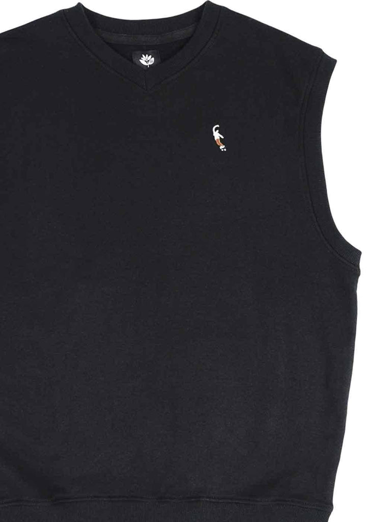 Magenta Travis Sleeveless V-Neck Sweater Black  Magenta   