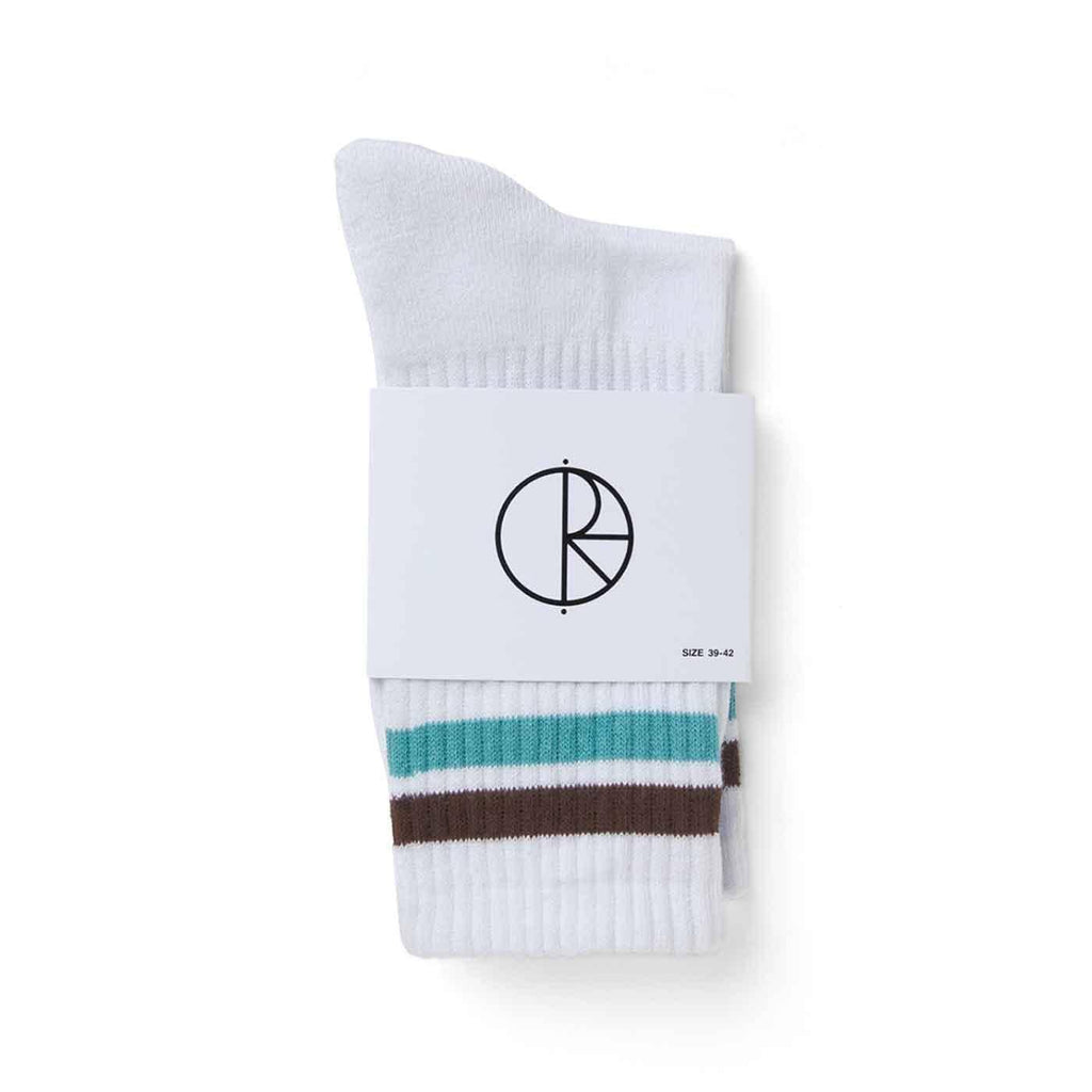 Polar Skate Co. Stripe Socks White Brown Mint  Polar   