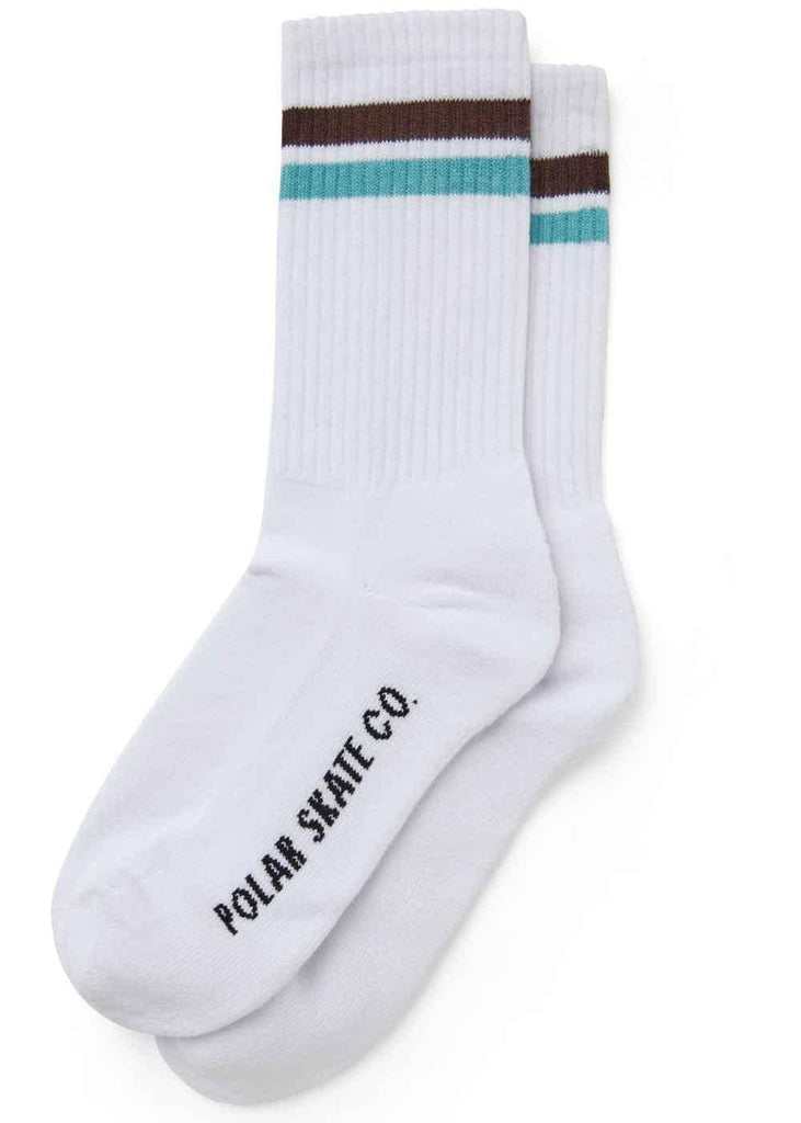 Polar Skate Co. Stripe Socks White Brown Mint  Polar   