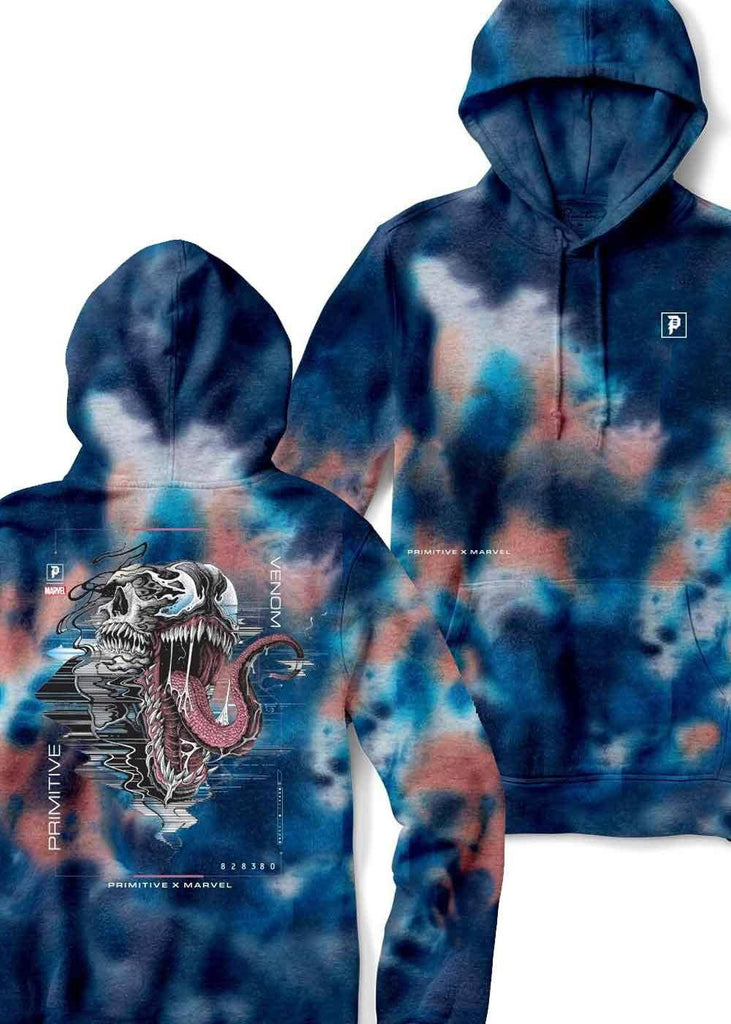 Primitive X Marvel Venom Washed Hooded Sweatshirt Blue  Primitive   