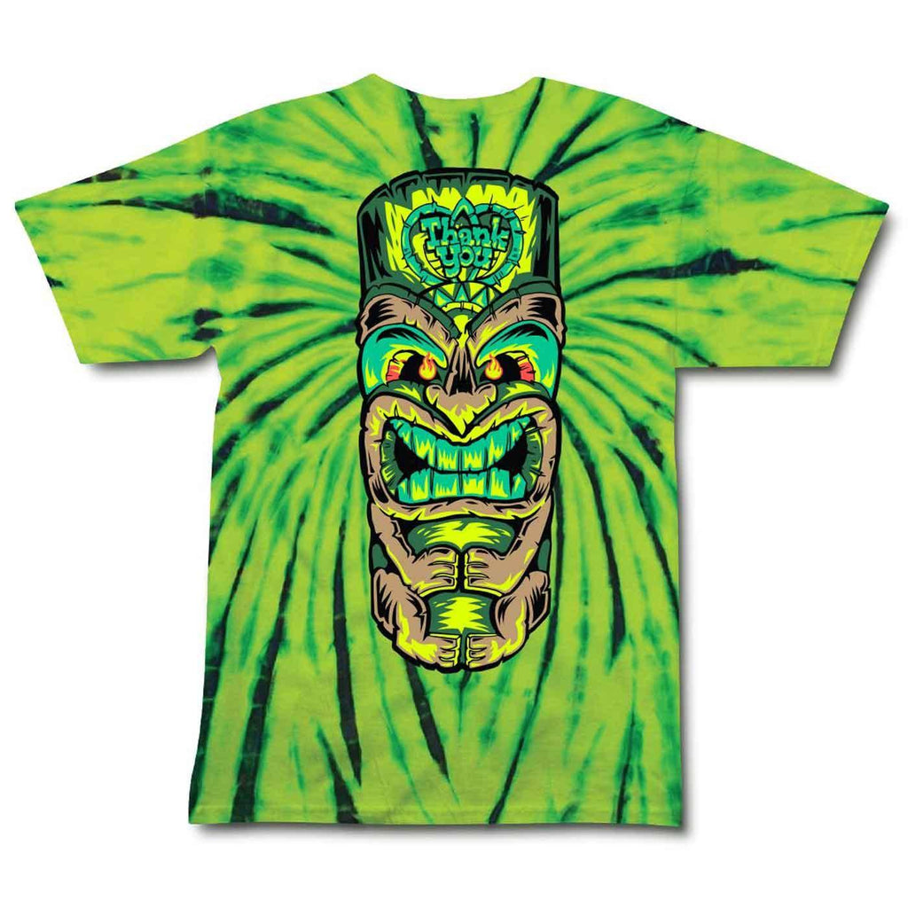 Thank You Tiki Tie Dye T-Shirt Green  Thank You   