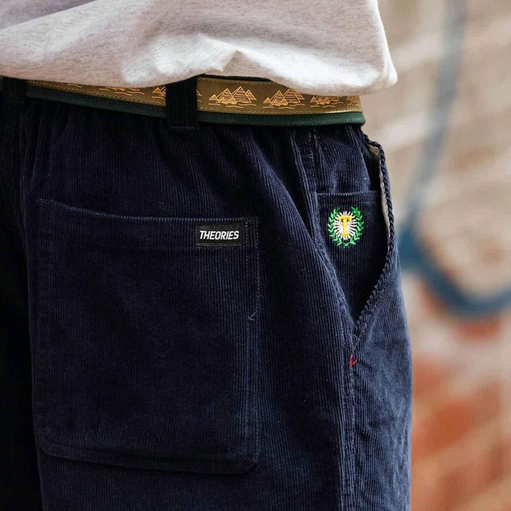 Theories Stamp Lounge Corduroy Shorts Navy  Theories   