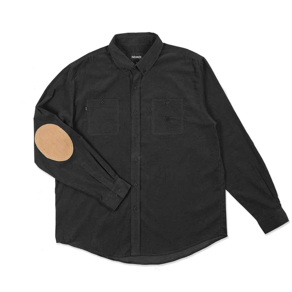 Theories Utility Cord Button Down Shirt Black  Theories   