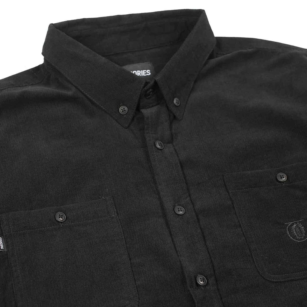 Theories Utility Cord Button Down Shirt Black  Theories   