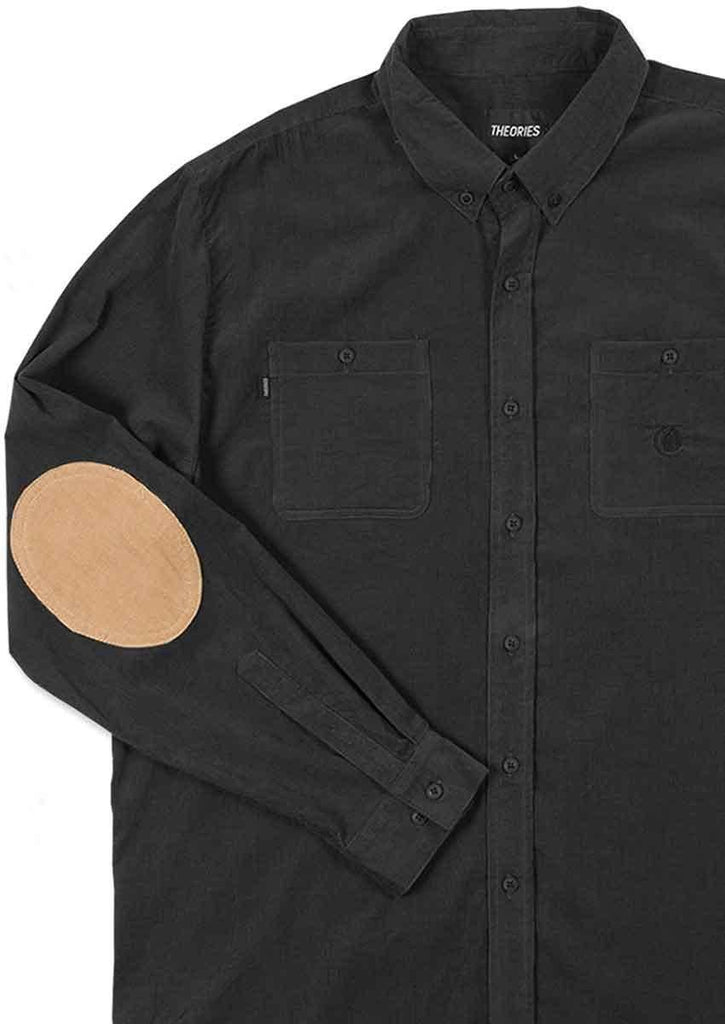 Theories Utility Cord Button Down Shirt Black  Theories   