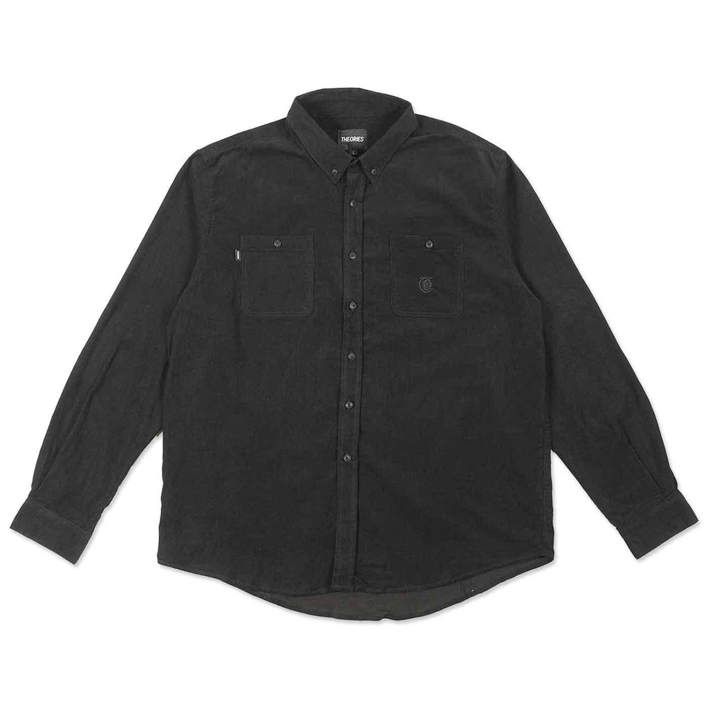 Theories Utility Cord Button Down Shirt Black  Theories   