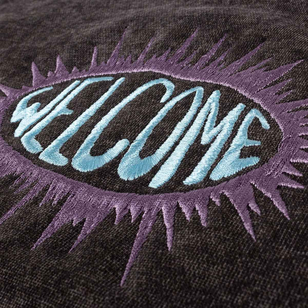 Welcome Burst Mineral Wash Hooded Sweatshirt Black  Welcome   