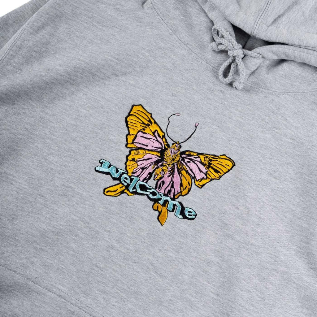 Welcome Butterfly Hooded Sweatshirt Heather Grey  Welcome   