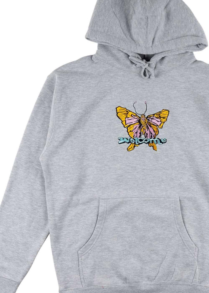 Welcome Butterfly Hooded Sweatshirt Heather Grey  Welcome   