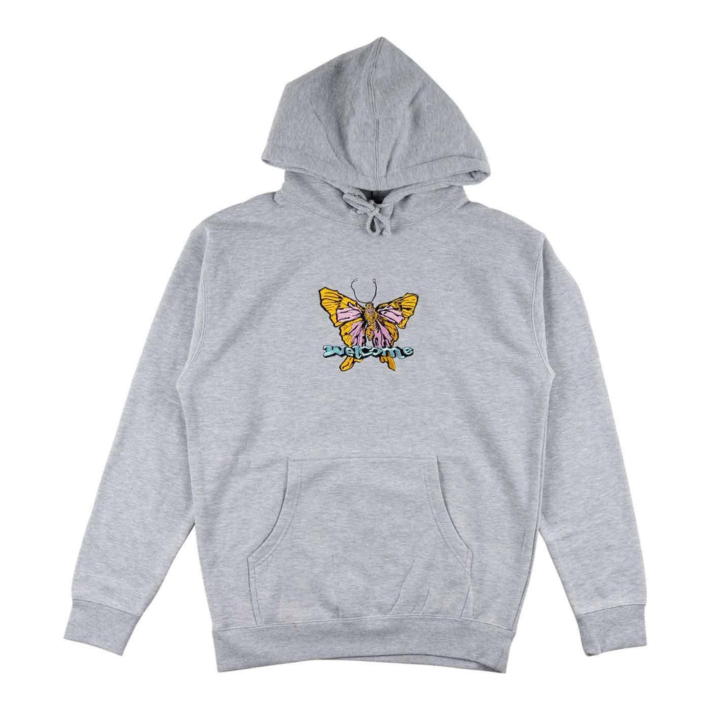 Welcome Butterfly Hooded Sweatshirt Heather Grey  Welcome   