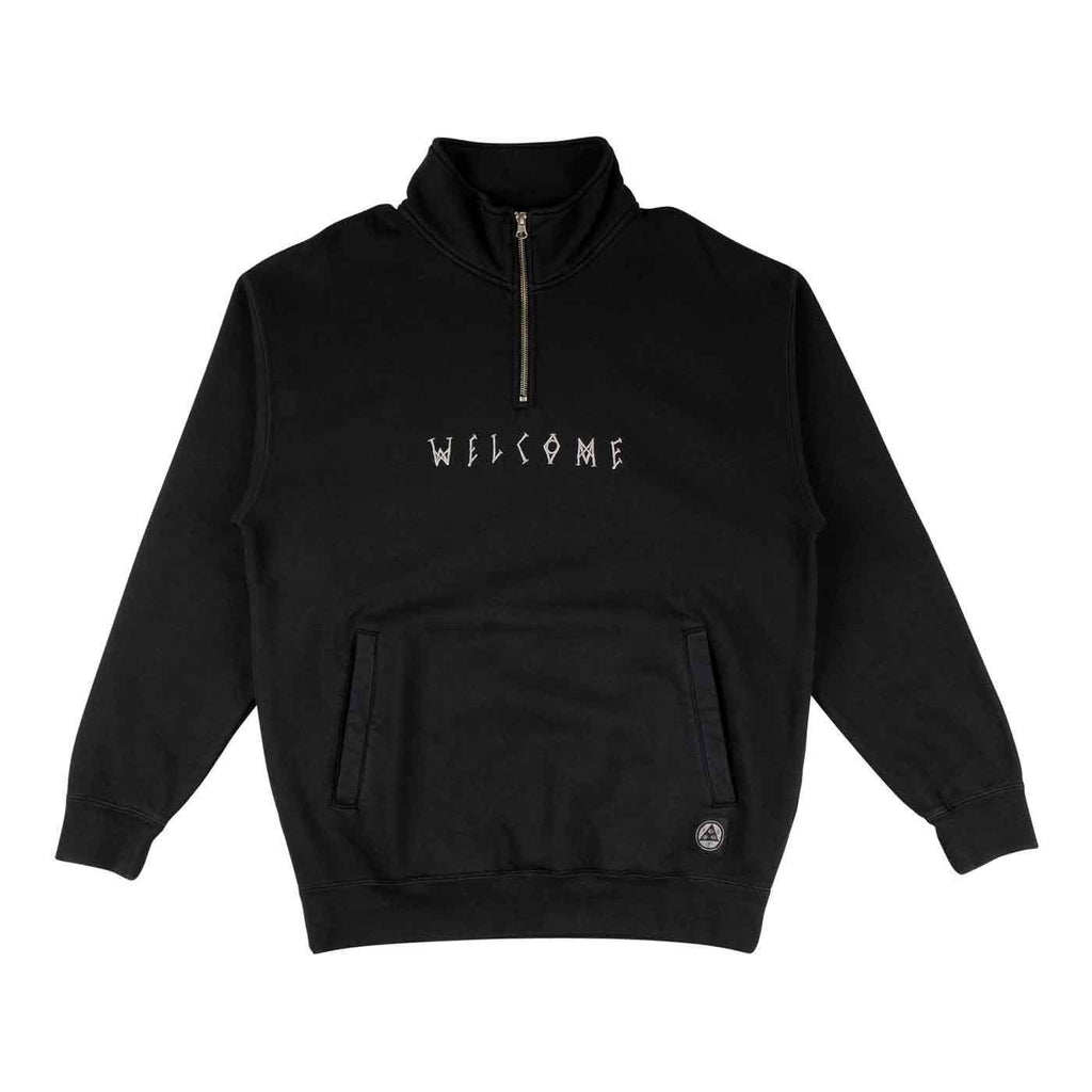 Welcome Eclipse Garment Dyed 1/4 Zip Sweater Black  Welcome   